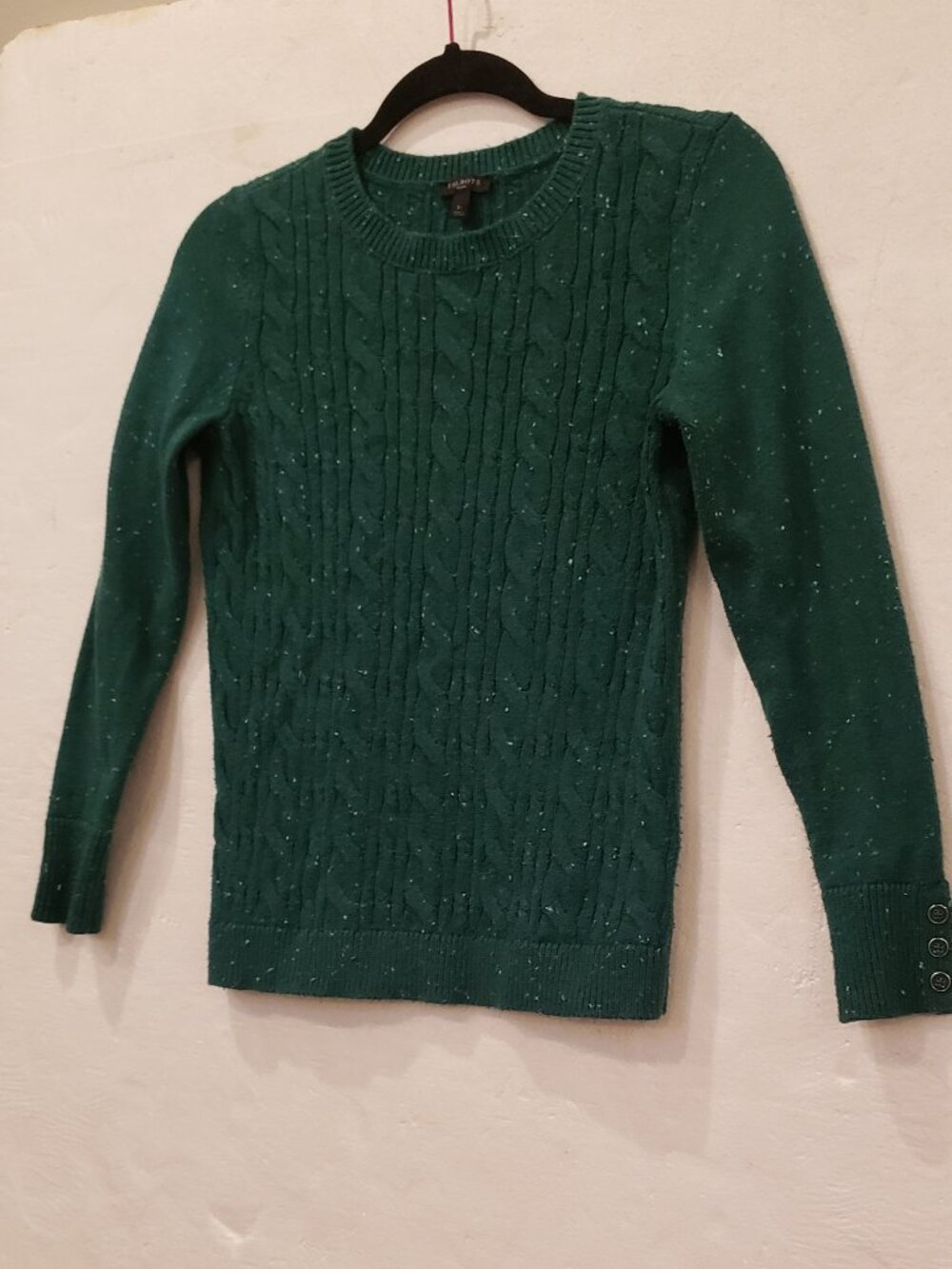 Talbot's Long Sleeve Green Sweater with Button Cuffs Size Small Petite